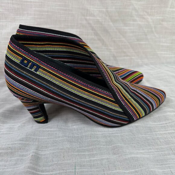UNITED NUDE Fold Mid Ankle Boot Size 39 US 8.5 Mod Avant Garde Rainbow Striped - Picture 3 of 7